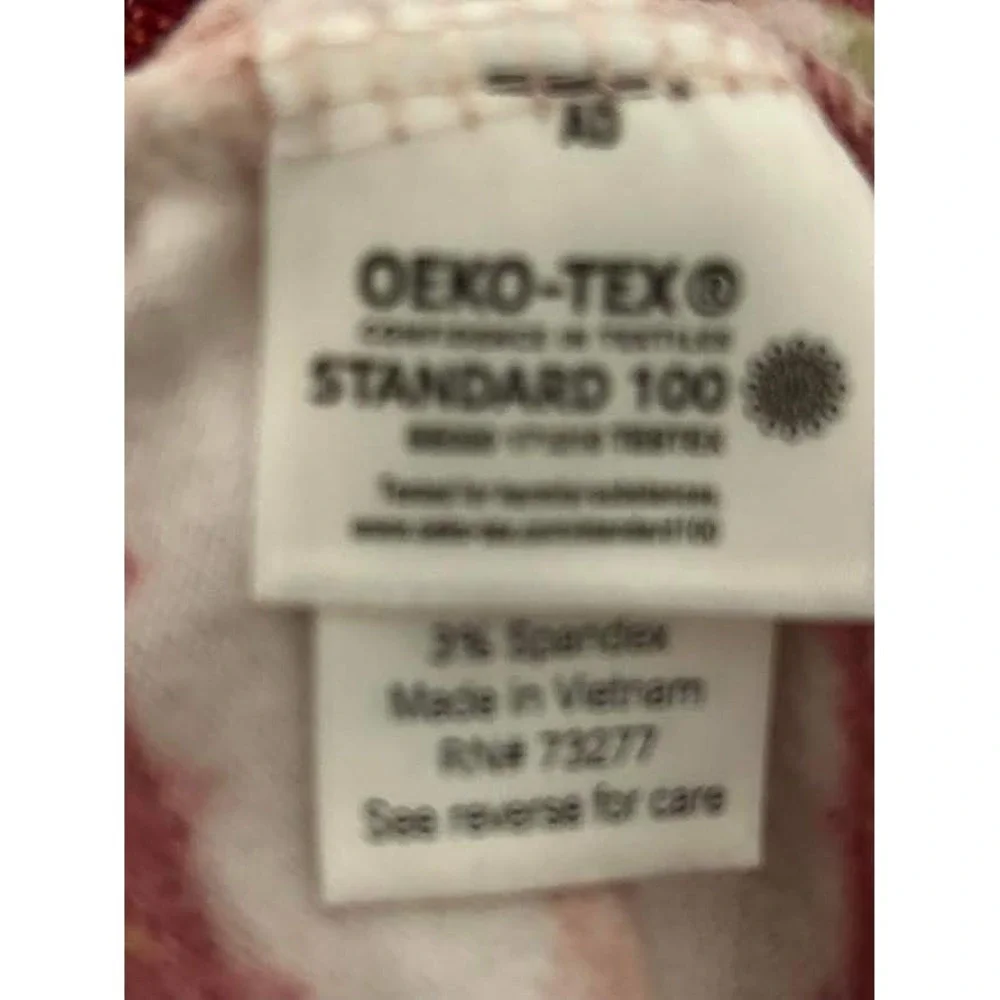 LC Lauren Conrad Sleepwear Floral Stripe Pajama Set Pink Burgundy Med Feminine